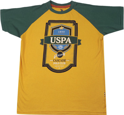 

US Polo Kids Boys Printed Cotton T Shirt(Multicolor, Pack of 1, Me. yellow