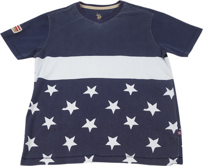 

US Polo Kids Boys Printed Cotton T Shirt(Blue, Pack of 1, Uspa blue