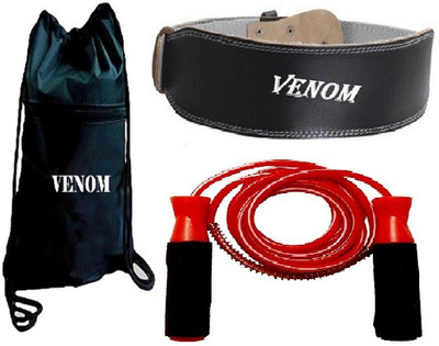 

Venom BACK PACK BAG, LEATHER FITNESS BELT AND BEARING RED COLOR SKIPPING ROPE Gym & Fitness Kit