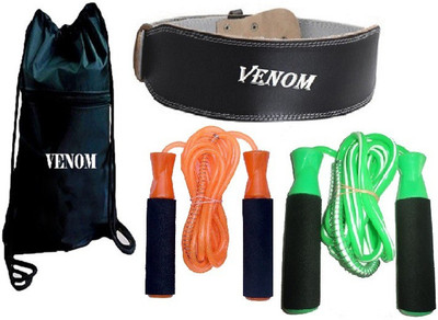 

Venom BACK PACK BAG, LEATHER FITNESS BELT AND BEARING ORANGE AND GREEN COLOR SKIPPING ROPES Gym & Fitness Kit