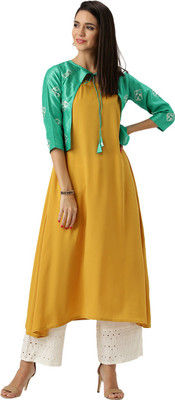 LIBAS Women Solid A-line Kurta(Yellow) LIBAS Women Solid A-line Kurta(Yellow)