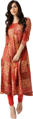 Libas Women Abstract Anarkali Kurta (Multicolor)