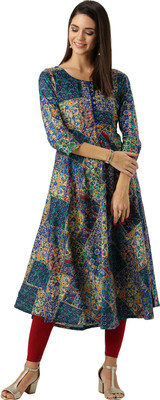 LIBAS Women Printed Flared Kurta(Multicolor)