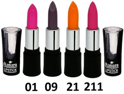 

AMURA A-100 Smart Look LipStick Set of 4 (01,09,21,211)(Multicolor)