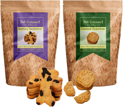 

pet connect Hand-Baked Gluten Free Dog Biscuits-Blueberry+Coconut (Pack Of Two) Blueberry, Coconut Dog Treat(500 g, Pack of 2)