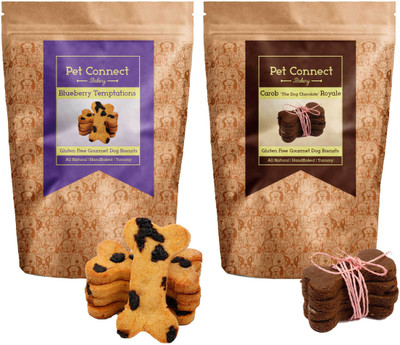

pet connect Hand-Baked Gluten Free Dog Biscuits-Carob+Blueberry (Pack Of Two) Chocolate, Blueberry Dog Treat(500 g, Pack of 2)