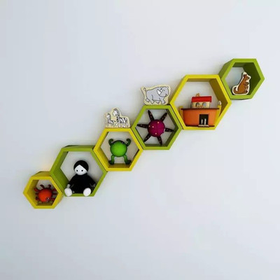 

Onlineshoppee Hexagonal MDF Wall Shelf(Number of Shelves - 6, Yellow, Green)