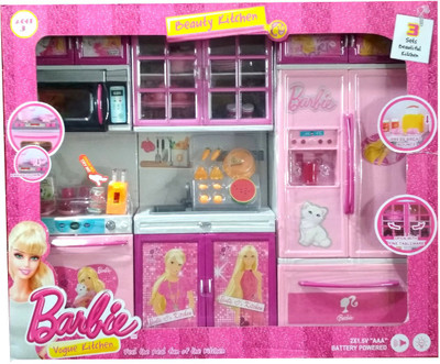 

HALO NATION Barbie Kitchen Play Set With Refrigerator, Cook Top,Microwave ,Drawer and Dishwasher