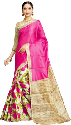 

Poornathava Printed Bollywood Raw Silk Saree(Multicolor), Multi