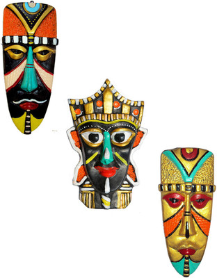 

Hand Artz Terracotta Home Decorative Wall Hanging Multicolour Egyptian Mask Combo Decorative Showpiece - 20 cm(Terracotta, Multicolor)