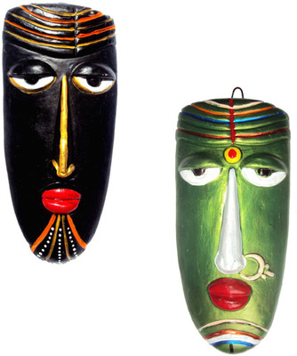 

Hand Artz Terracotta Home Decorative Wall Hanging Multicolour Village Couple Mask Decorative Showpiece - 20 cm(Terracotta, Multicolor)