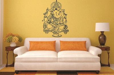 Asmi Collections 80 cm Beautiful Black God Ganesha Removable Sticker(Pack of 1)
