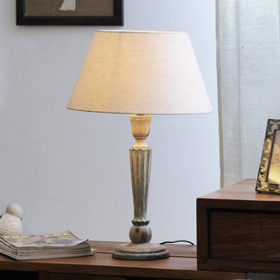 

The Décor Mart Ivori Color Shade WIth Wooden Table Lamp Table Lamp(57 cm, Yellow)