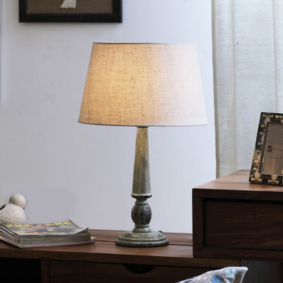 

The Décor Mart Off White Shade With Wooden Table Lamp Table Lamp(56 cm, White)