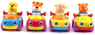 

HALO NATION Unbreakable Colorful Push and Go Animal Friction Car Toy Set For Kids, Super Cute , Set of 4(Multicolor)