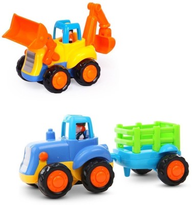 

HALO NATION Unbreakable Automobile Cars, Set of 2, Constution Vehicles JCB and Tractor Trolley(Multicolor)