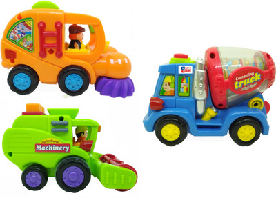 

VShine Unbreakable Automobile Cars, Set of 3,Construction Concrete Mixer , Dump Truck and Agricultural Harvester(Multicolor)
