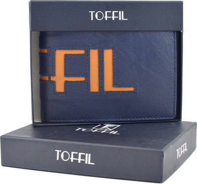 

toffil Men Tan, Blue Genuine Leather Wallet(4 Card Slots), Dark blue