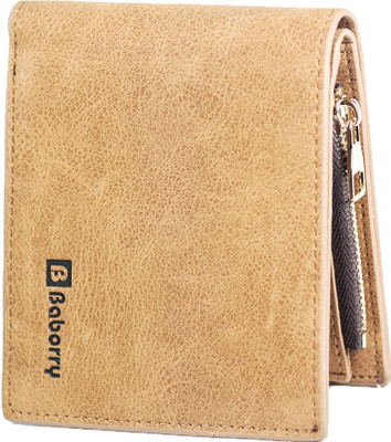 

BABORRY Men Tan Artificial Leather Wallet(11 Card Slots), Brown;tan