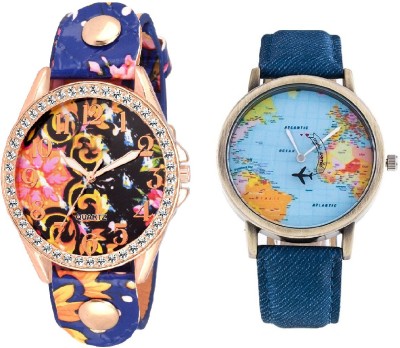 COSMIC COMBO XYZ - DARK BLUE WITH WORLD MAP PARTY WEAR Watch  - For Couple   Watches  (COSMIC)