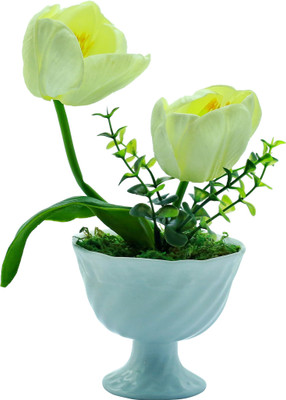

Importwala White Tulips Artificial Flower with Pot(10 inch, Pack of 1)