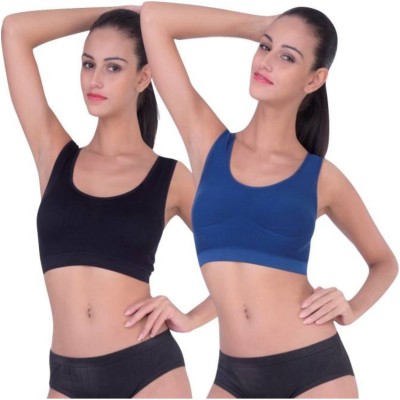 Apraa Women Sports Non Padded Bra(Blue, Black)