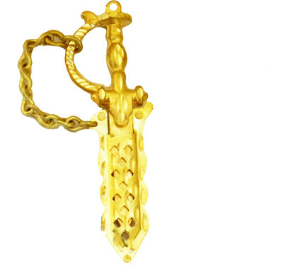 

Almos Keyring Block Sword Shape Left Side Cut Key Chain(Gold)