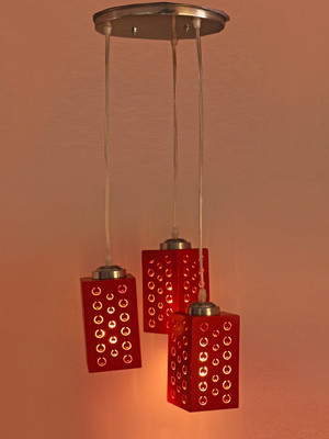 AFAST Afast Unbreakable Exclusive Colorful Wooden Decorative Pendant Triple Hanging Ceiling light Lamp Pendant Lamp Ceiling Lamp(Red, Silver)