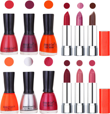 

Aroma Care Wholesale Rate Combo of Nail Polish and Rythm Lipstick 619(Set of 12)