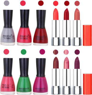 

Aroma Care Wholesale Rate Combo of Nail Polish and Rythm Lipstick 717(Set of 12)