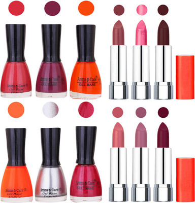 

Aroma Care Wholesale Rate Combo of Nail Polish and Rythm Lipstick 631(Set of 12)