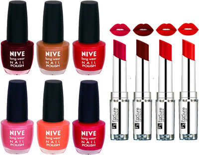 

ForSure Velvet Matte Lipsticks + Nive Nail Polish Combo(Set of 10)
