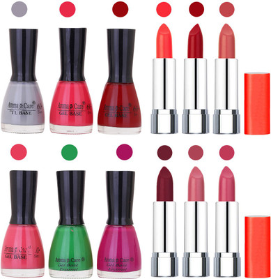 

Aroma Care Wholesale Rate Combo of Nail Polish and Rythm Lipstick 714(Set of 12)