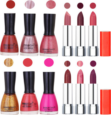 

Aroma Care Wholesale Rate Combo of Nail Polish and Rythm Lipstick 538(Set of 12)