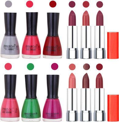 

Aroma Care Wholesale Rate Combo of Nail Polish and Rythm Lipstick 693(Set of 12)