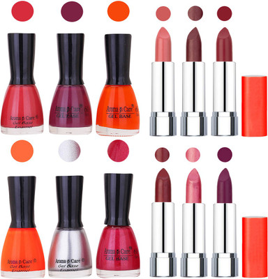 

Aroma Care Wholesale Rate Combo of Nail Polish and Rythm Lipstick 657(Set of 12)