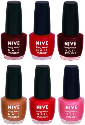 

Nive Colour Blast Nail Lacquer (Set of 6 Nail Polish) Red,Red,Red,Brown,Red,Pink(Pack of 6)