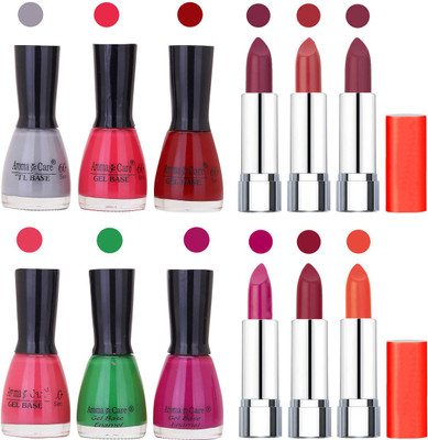 

Aroma Care Wholesale Rate Combo of Nail Polish and Rythm Lipstick 694(Set of 12)