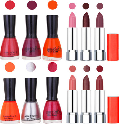 

Aroma Care Wholesale Rate Combo of Nail Polish and Rythm Lipstick 611(Set of 12)