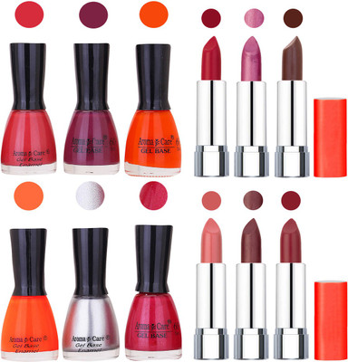 

Aroma Care Wholesale Rate Combo of Nail Polish and Rythm Lipstick 620(Set of 12)