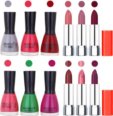 

Aroma Care Wholesale Rate Combo of Nail Polish and Rythm Lipstick 708(Set of 12)