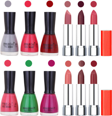 

Aroma Care Wholesale Rate Combo of Nail Polish and Rythm Lipstick 666(Set of 12)