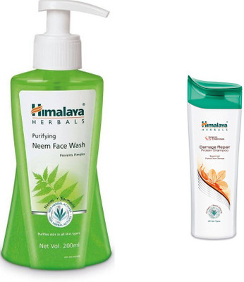 

Himalaya Purifying Neem Face Wash, Damage Repair Protein Shampoo(Set of 2)