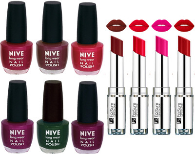 

ForSure Velvet Matte Lipsticks + Nive Nail Polish Combo(Set of 10)
