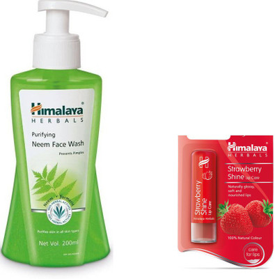 

Himalaya Purifying Neem Face Wash, Strawberry Shine Lip Care(Set of 2)