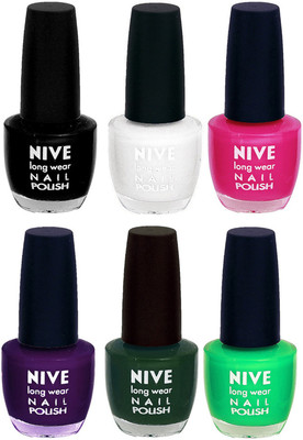 

Nive Colour Blast Nail Lacquer (Set of 6 Nail Polish) Black,White,Pink,Purple,Green,Green(Pack of 6)