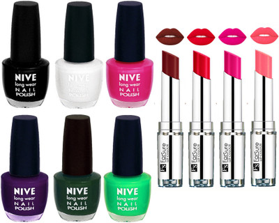 

ForSure Velvet Matte Lipsticks + Nive Nail Polish Combo(Set of 10)