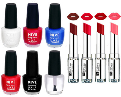

ForSure Velvet Matte Lipsticks + Nive Nail Polish Combo(Set of 10)