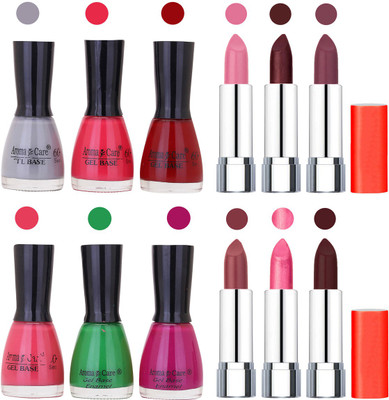 

Aroma Care Wholesale Rate Combo of Nail Polish and Rythm Lipstick 671(Set of 12)