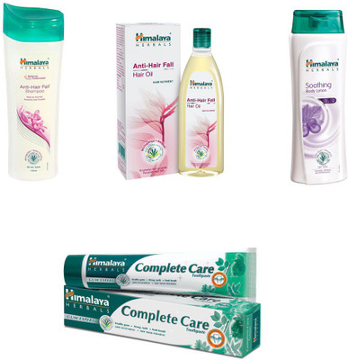 

Himalaya anti hair fall shampoo, anti hair fall hair oil complete care paste, body lotion(Set of 4)